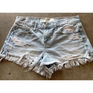 Abercrombie&Fitch ShortsSize 2 W 26 Blue Denim Distressed Frayed Hem Light Wash